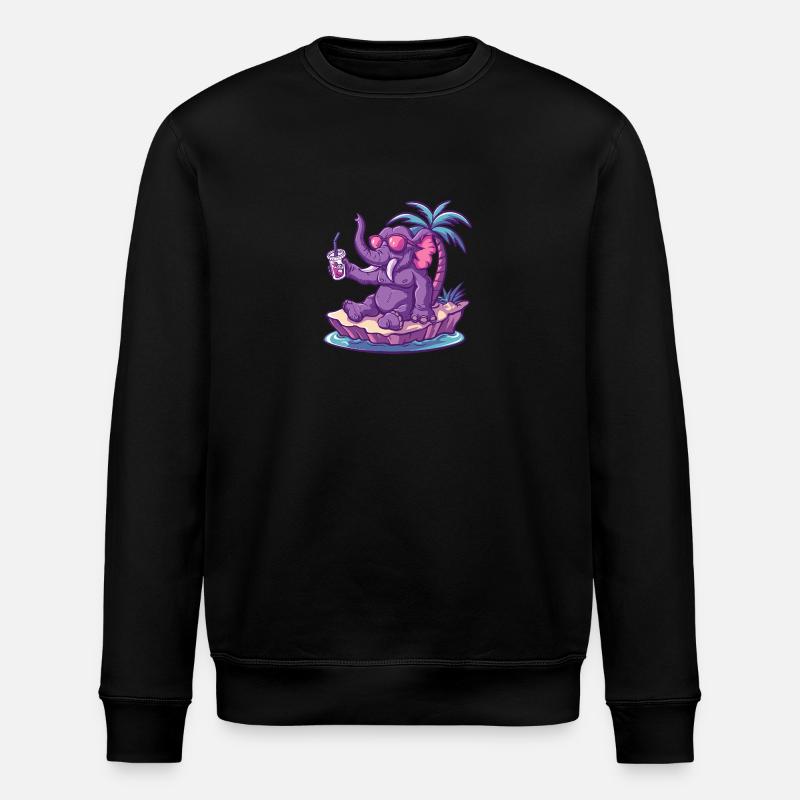 Mammut Sommer Strand Comic - Stanley/Stella Unisex Bio-Sweatshirt ROLLER - Schwarz