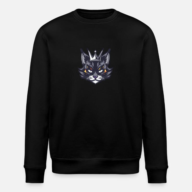 Katze Symbol Kopf Krone - Stanley/Stella Unisex Bio-Sweatshirt ROLLER - Schwarz