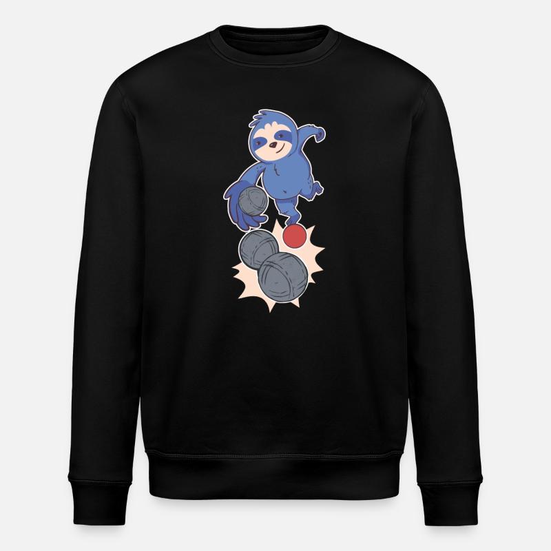 Faultier Boulespieler wirft Boulekugeln Petanque - Stanley/Stella Unisex Bio-Sweatshirt ROLLER - Schwarz