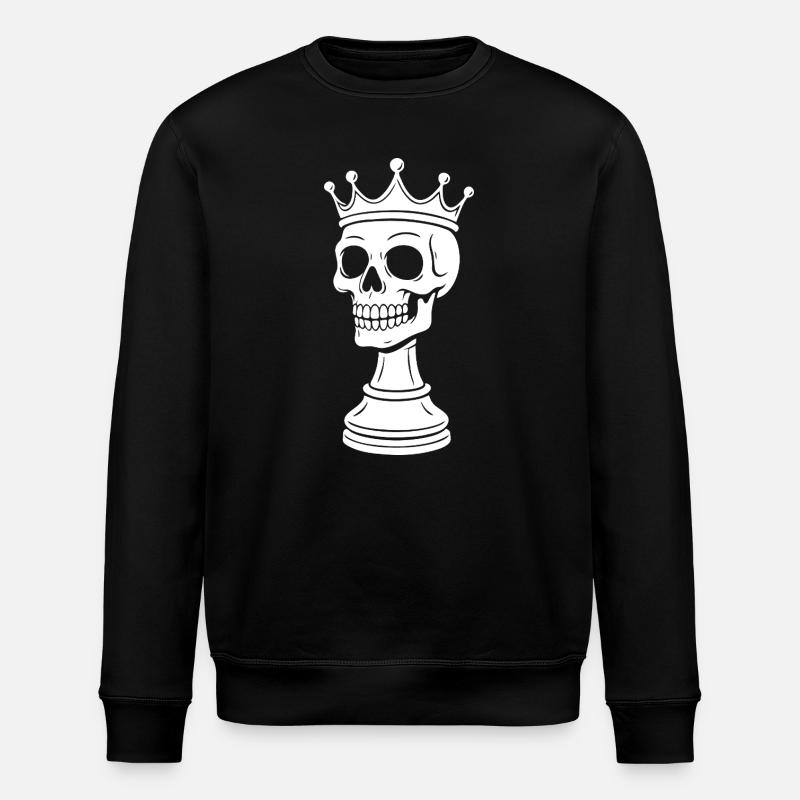 Chess King Skeleton Design - Stanley/Stella ROLLER Unisex Organic Sweatshirt - black