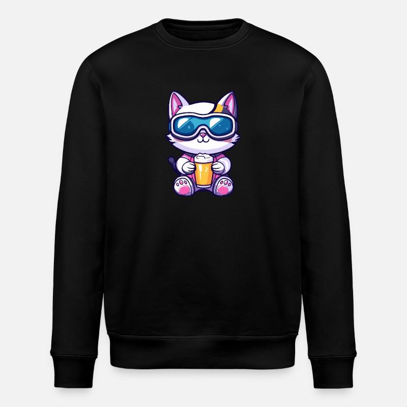 Cat Après-Ski Beer - Stanley/Stella ROLLER Unisex Organic Sweatshirt - black