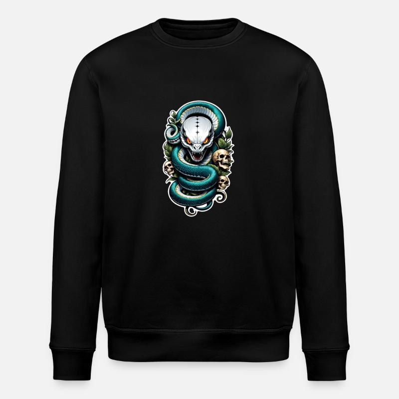 Schlangenskelett und Tattoo - Stanley/Stella Unisex Bio-Sweatshirt ROLLER - Schwarz