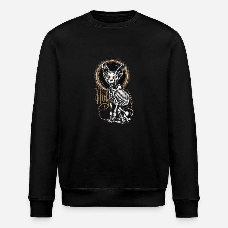 Cat Sphinx Skeleton Tattoo - Stanley/Stella ROLLER Unisex Organic Sweatshirt - black