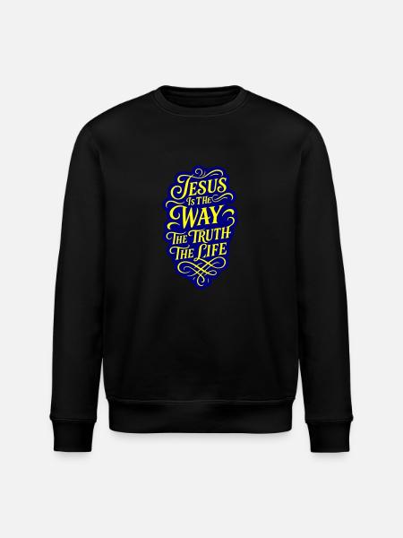 Jesus Way Truth Life Bible Verse - Stanley/Stella ROLLER Unisex Organic Sweatshirt - black