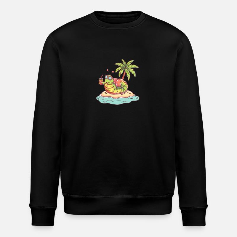Worm Summer Beach Comic - Stanley/Stella ROLLER Unisex Organic Sweatshirt - black