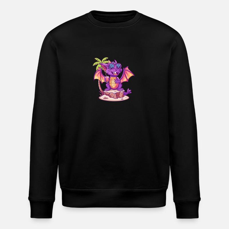 Drache Sommer Strand Comic - Stanley/Stella Unisex Bio-Sweatshirt ROLLER - Schwarz