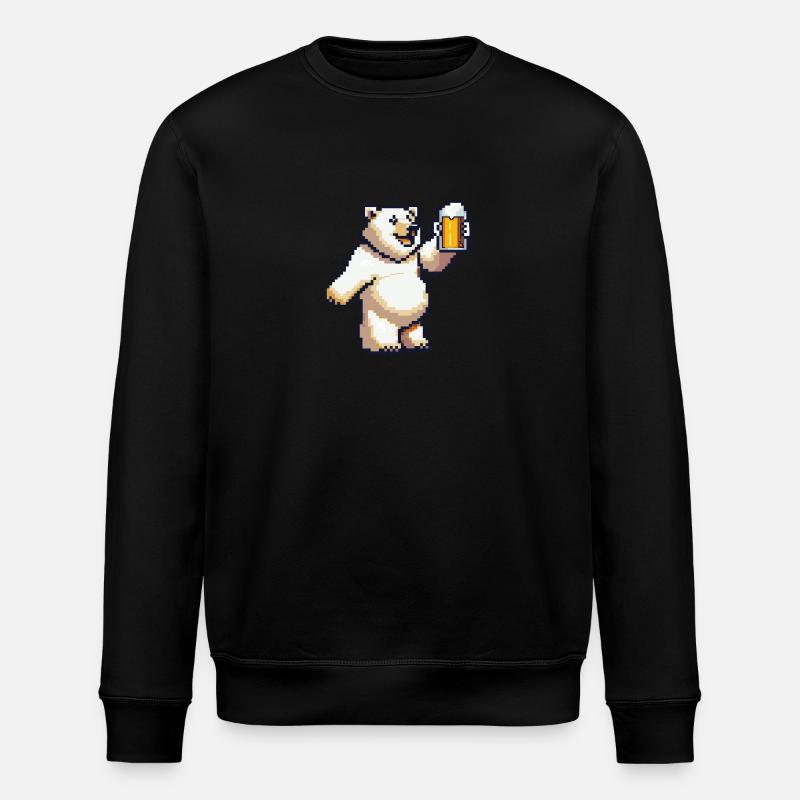 Polar Bear Beer Pixel - Stanley/Stella ROLLER Unisex Organic Sweatshirt - black