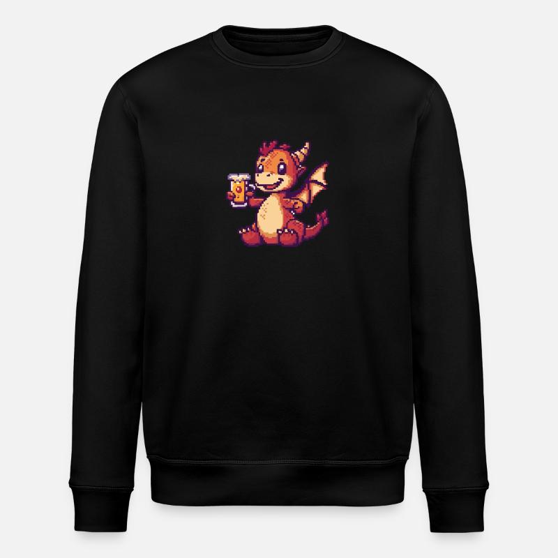 Drache Bier Pixel - Stanley/Stella Unisex Bio-Sweatshirt ROLLER - Schwarz