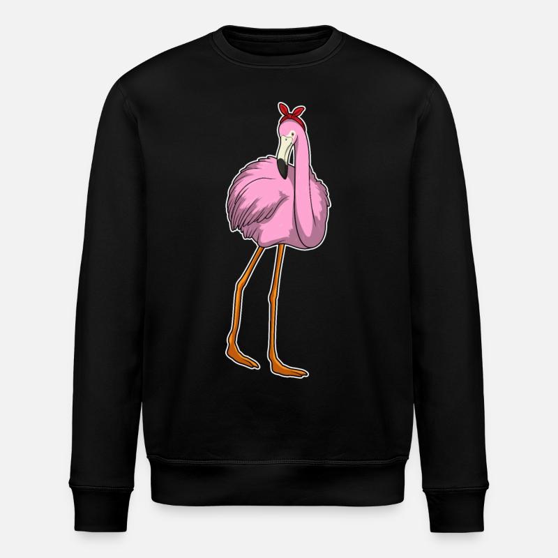 Flamingo Bow - Stanley/Stella ROLLER Unisex Organic Sweatshirt - black