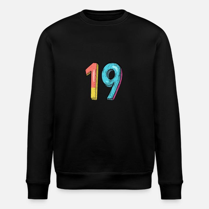 19 Zahl Comic - Stanley/Stella Unisex Bio-Sweatshirt ROLLER - Schwarz