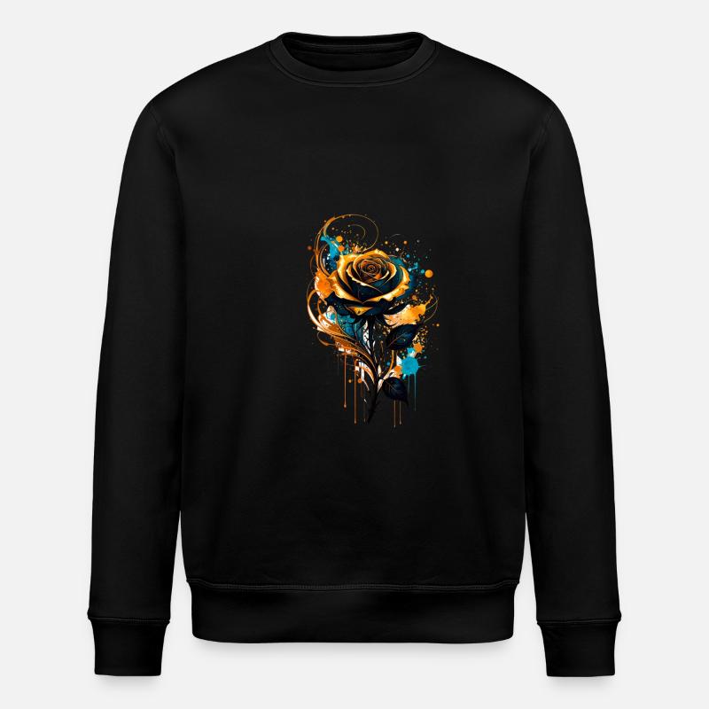 tinte,gold,Rose,illustration,malerei,graffiti - Stanley/Stella Unisex Bio-Sweatshirt ROLLER - Schwarz