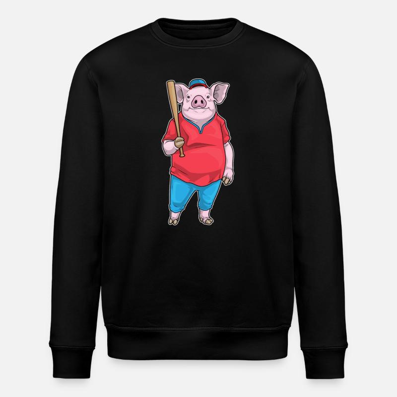 Pig Baseball Baseball Bat - Stanley/Stella ROLLER Unisex Organic Sweatshirt - black