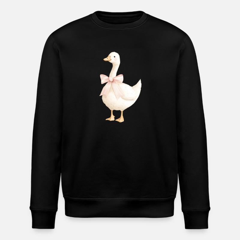 Duck with pink bow - Stanley/Stella ROLLER Unisex Organic Sweatshirt - black