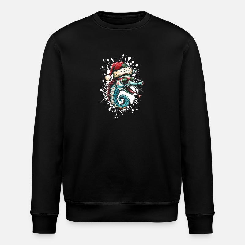 Hippocampe Noël Drôle - Sweat bio ROLLER Stanley/Stella Unisexe - noir