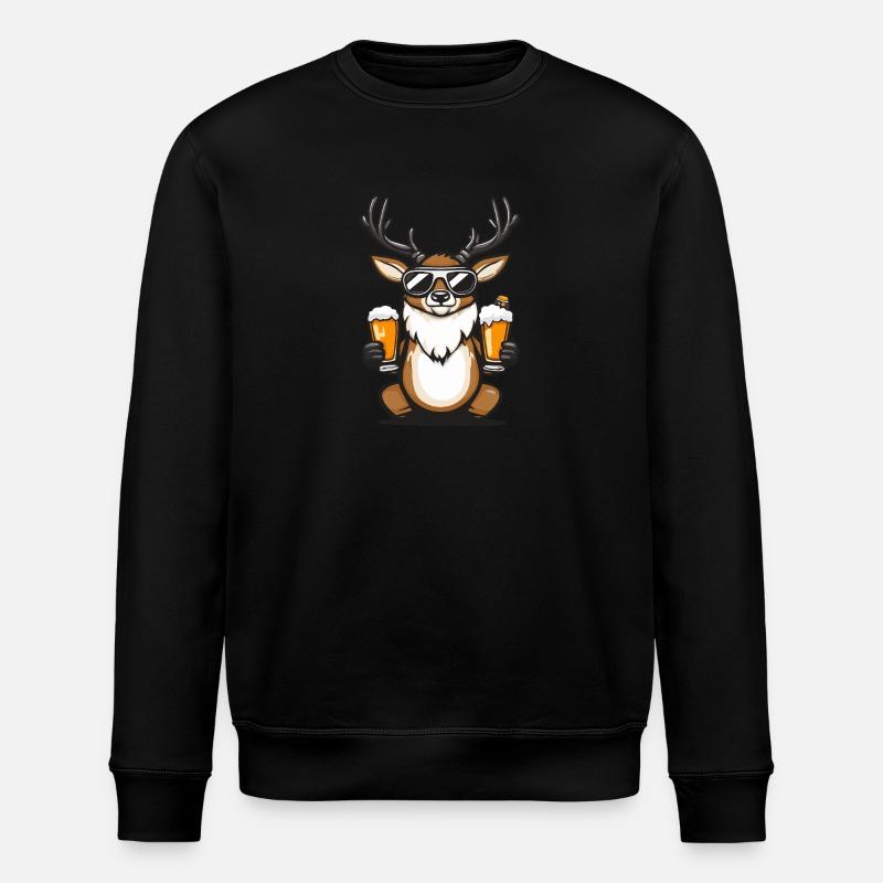 Hirsch Apres Ski Bier Comic - Stanley/Stella Unisex Bio-Sweatshirt ROLLER - Schwarz