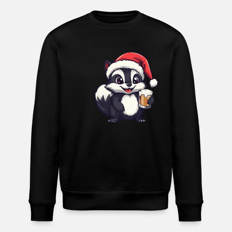 Skunk Christmas Beer - Stanley/Stella ROLLER Unisex Organic Sweatshirt - black
