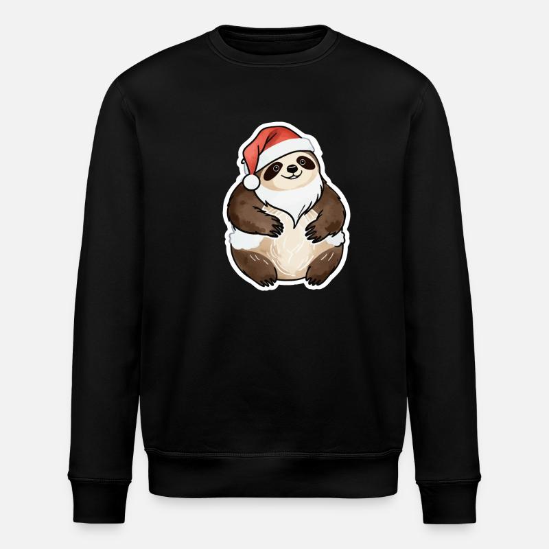 Sloth Christmas Drawing - Stanley/Stella ROLLER Unisex Organic Sweatshirt - black