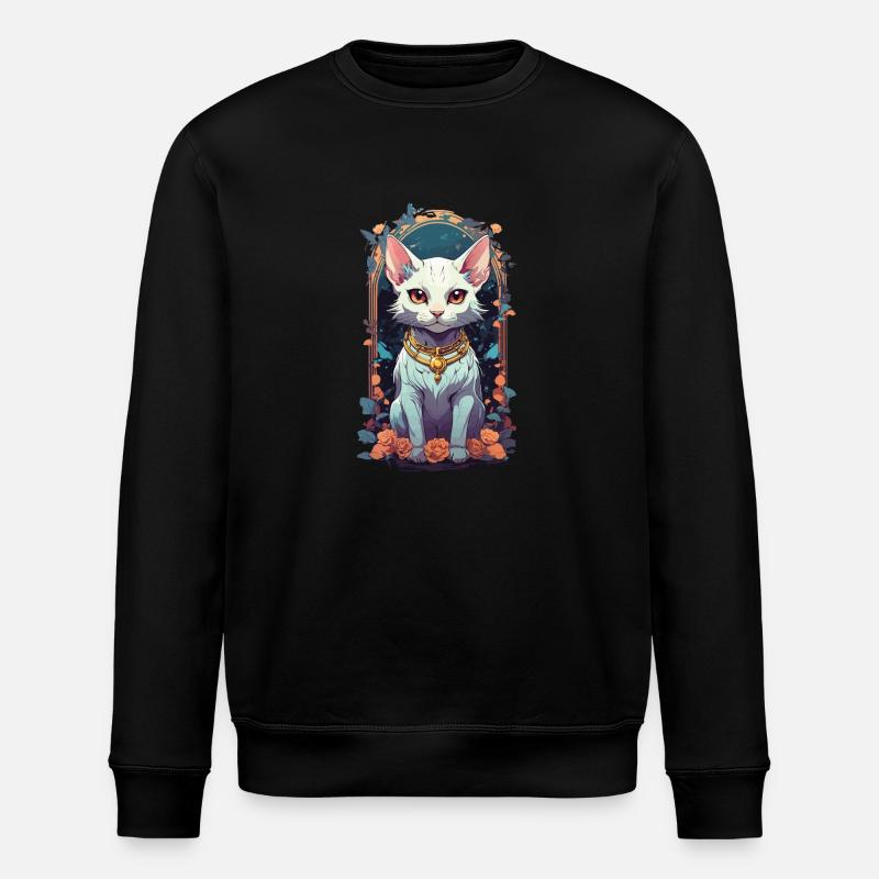 Cute Goth Cat Aesthetic Design - Stanley/Stella ROLLER Unisex Organic Sweatshirt - black