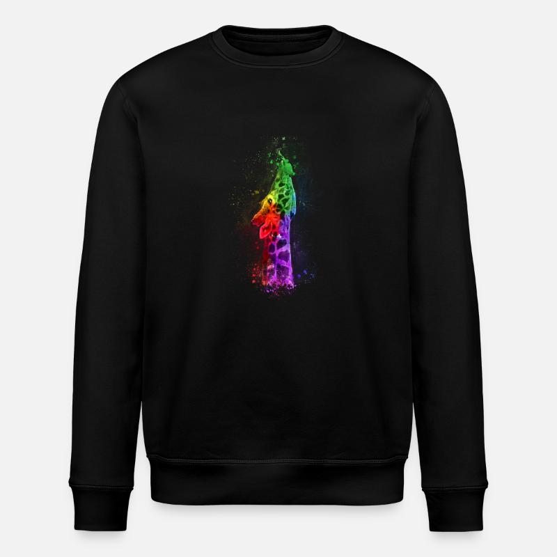 Multicolour Giraffe - Stanley/Stella ROLLER Unisex Organic Sweatshirt - black
