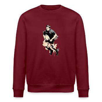 Nico, der Rugbyspieler - Stanley/Stella Unisex Bio-Sweatshirt ROLLER - Burgunderrot - Vorne - Nik (191cm)