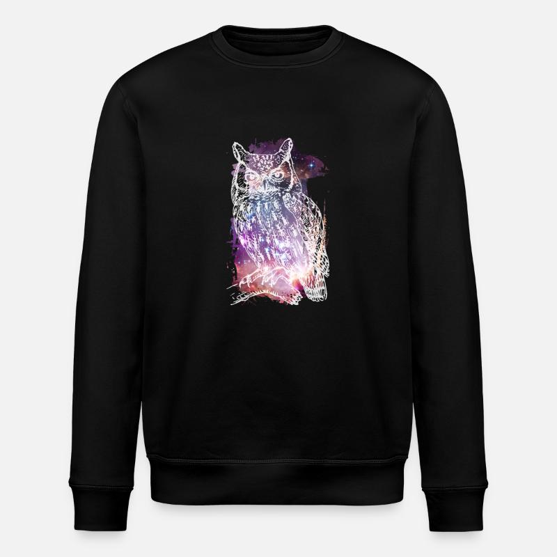 Die kosmische Eule - Stanley/Stella Unisex Bio-Sweatshirt ROLLER - Schwarz