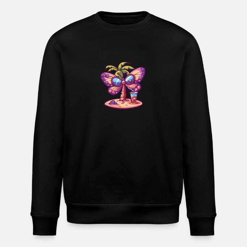 Schmetterling Sommer Strand Comic - Stanley/Stella Unisex Bio-Sweatshirt ROLLER - Schwarz