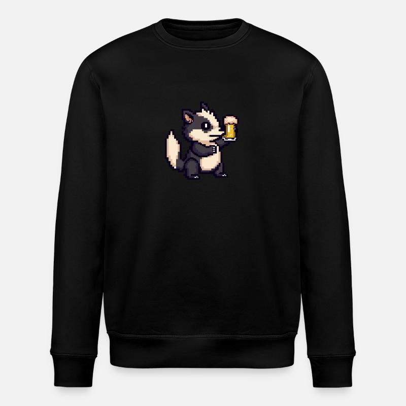 Skunk Beer Pixel - Stanley/Stella ROLLER Unisex Organic Sweatshirt - black