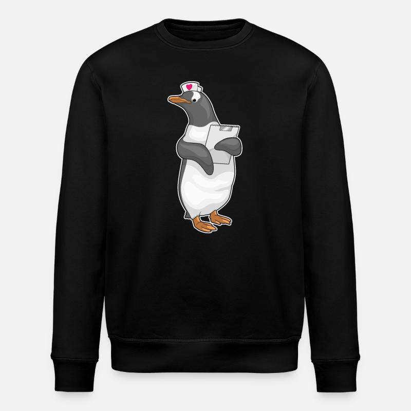 Pinguin Krankenschwester Stethoskope - Stanley/Stella Unisex Bio-Sweatshirt ROLLER - Schwarz
