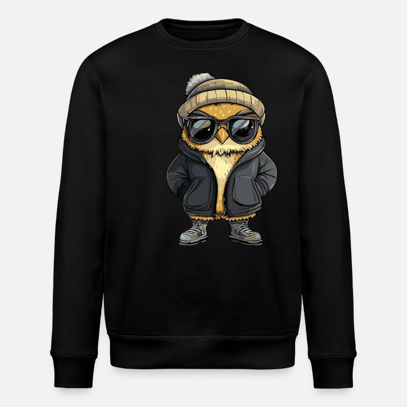 Eule Cool Comic - Stanley/Stella Unisex Bio-Sweatshirt ROLLER - Schwarz