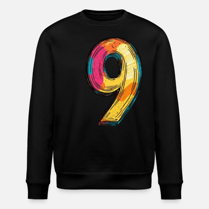 9 Zahl Bunt - Stanley/Stella Unisex Bio-Sweatshirt ROLLER - Schwarz