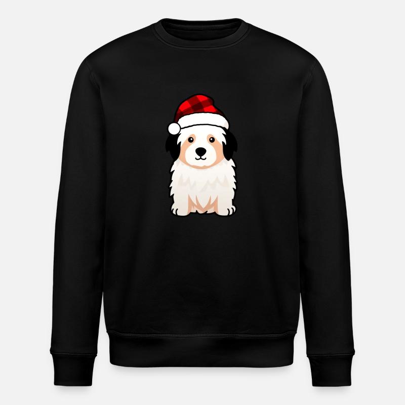 Hund mit Weihnachtsmütze - Stanley/Stella Unisex Bio-Sweatshirt ROLLER - Schwarz