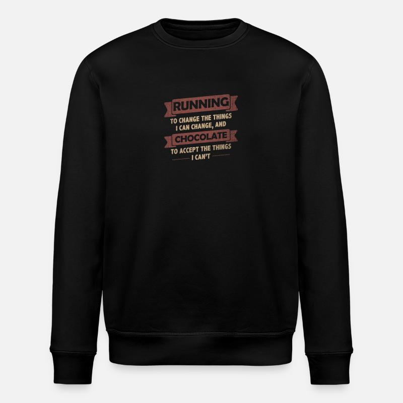 Funny Quotes> Running + Chocolate - Stanley/Stella ROLLER Unisex Organic Sweatshirt - black