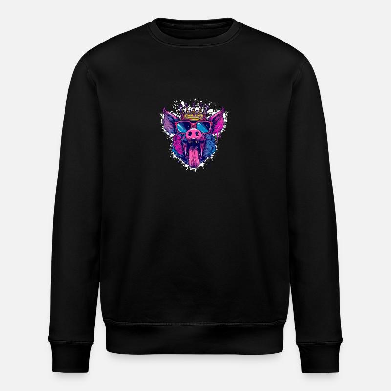 Pig Comic Funny Party - Stanley/Stella ROLLER Unisex Organic Sweatshirt - black