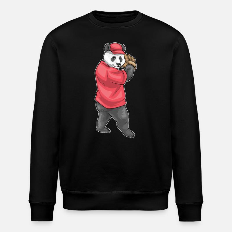 Panda Baseball Baseball Glove - Stanley/Stella ROLLER Unisex Organic Sweatshirt - black