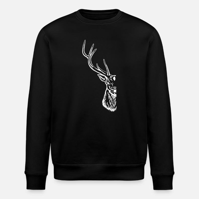 concealed deer portrait - Stanley/Stella ROLLER Unisex Organic Sweatshirt - black