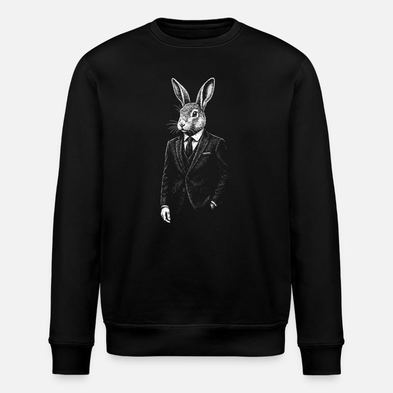 Eleganter Hase im Anzug - Stanley/Stella Unisex Bio-Sweatshirt ROLLER - Schwarz