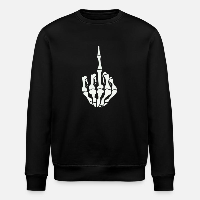 skull middle finger - Stanley/Stella ROLLER Unisex Organic Sweatshirt - black