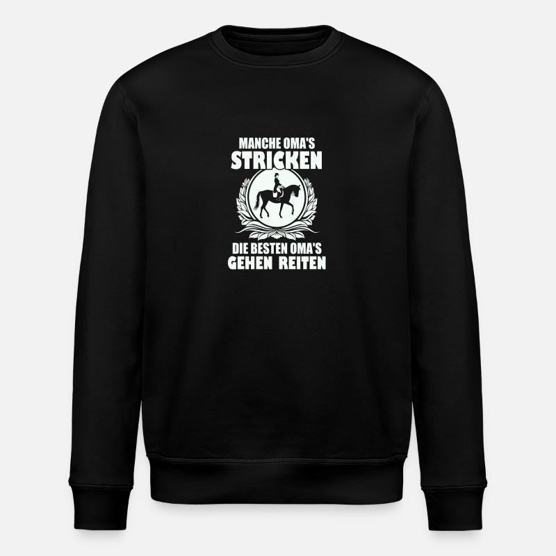 Oma reiten - Stanley/Stella Unisex Bio-Sweatshirt ROLLER - Schwarz