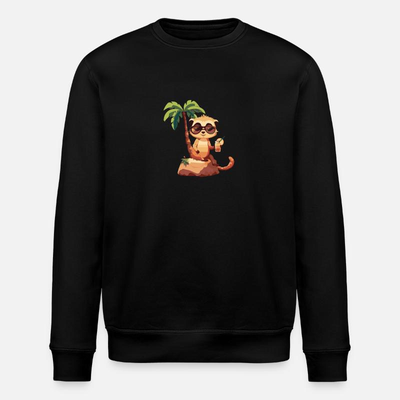 Meerkat Summer Beach Comic - Stanley/Stella ROLLER Unisex Organic Sweatshirt - black