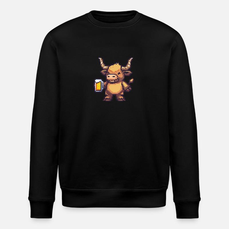 Bull Beer Pixel - Stanley/Stella ROLLER Unisex Organic Sweatshirt - black
