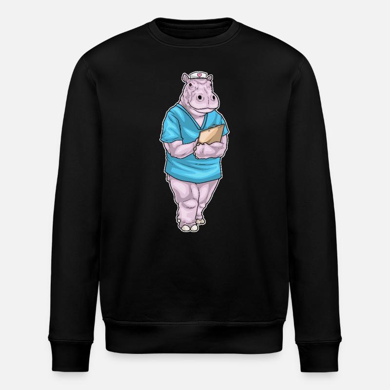 Infirmière hippopotame - Sweat bio ROLLER Stanley/Stella Unisexe - noir