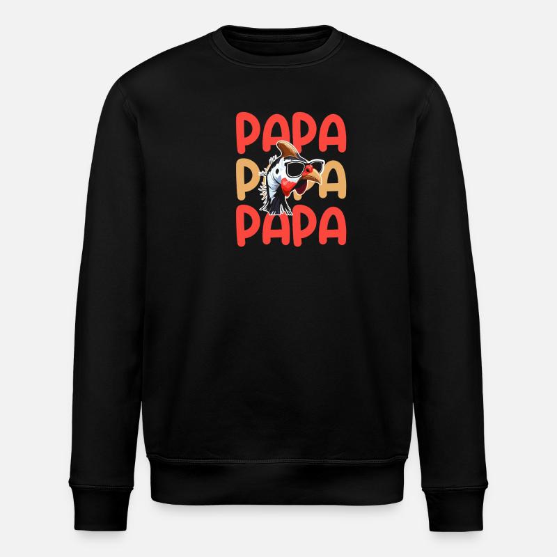 Hühner Papa Vater Hahn Perlhuhn - Stanley/Stella Unisex Bio-Sweatshirt ROLLER - Schwarz