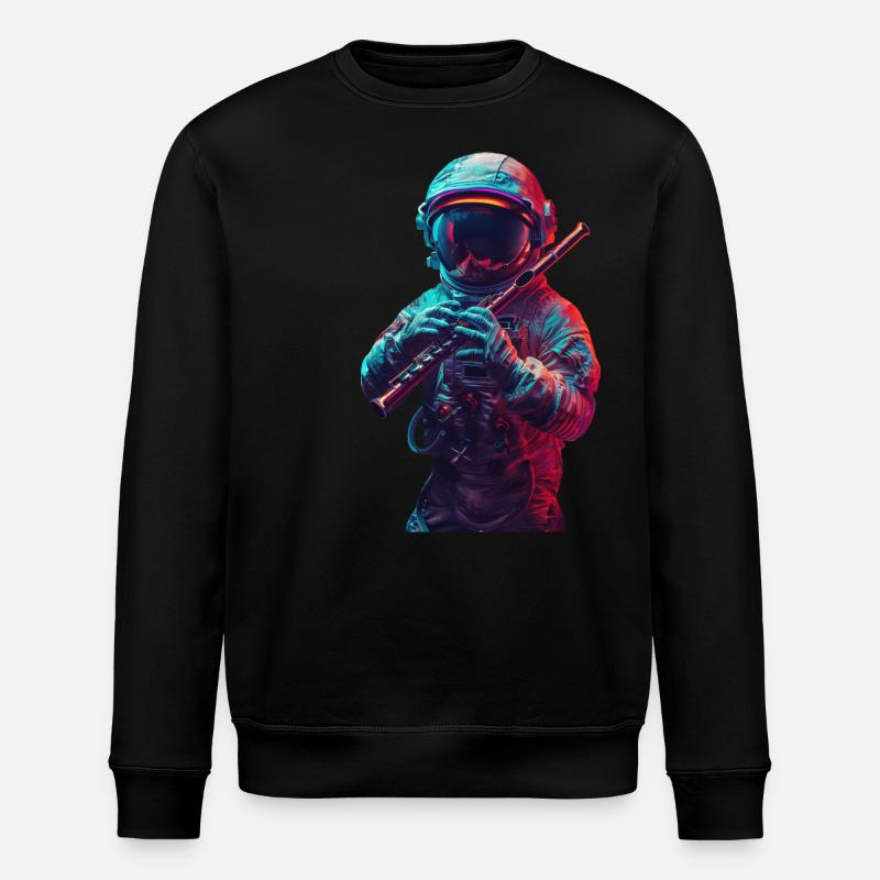 Astronaut Querflöte - Stanley/Stella Unisex Bio-Sweatshirt ROLLER - Schwarz