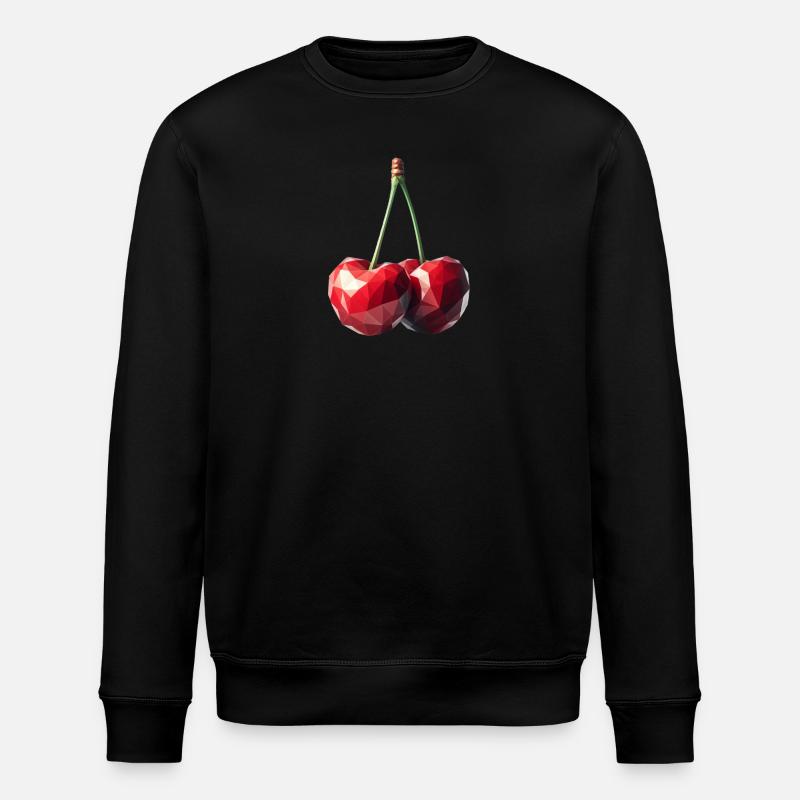 Kirschen im Polygon-Stil - Stanley/Stella Unisex Bio-Sweatshirt ROLLER - Schwarz