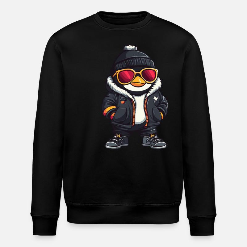 Pinguin Cool Comic - Stanley/Stella Unisex Bio-Sweatshirt ROLLER - Schwarz