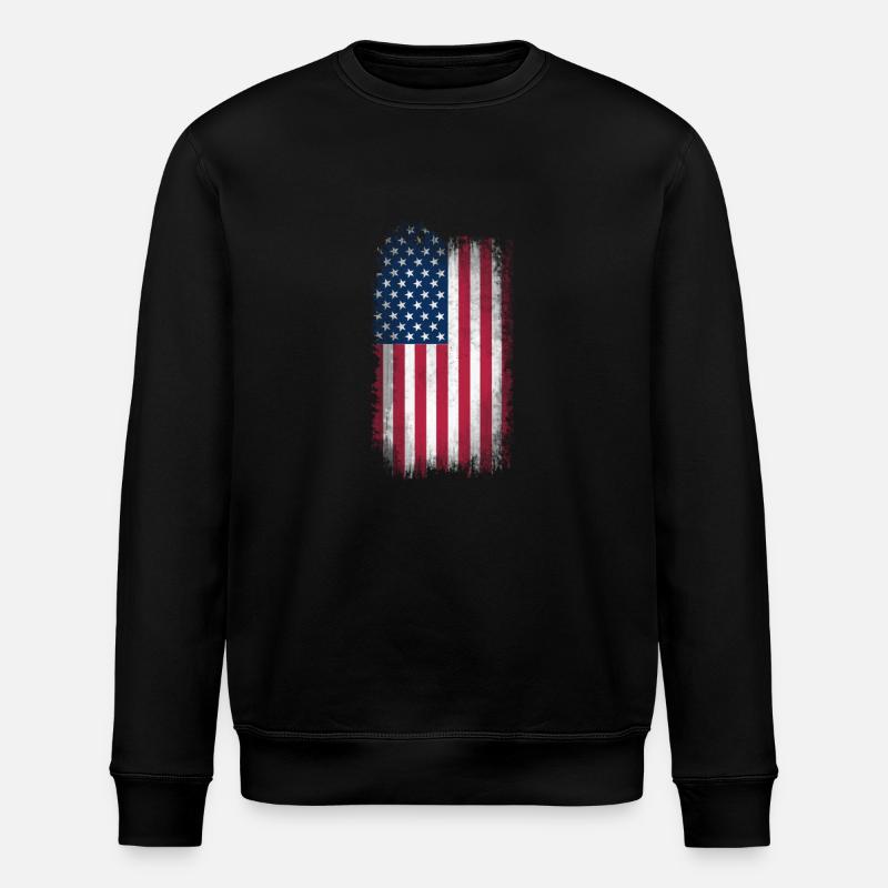 Eroded USA Flag - Stanley/Stella Unisex Bio-Sweatshirt ROLLER - Schwarz