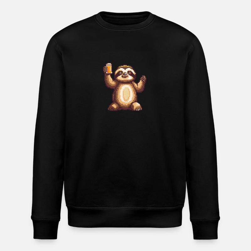 Faultier Bier Pixel - Stanley/Stella Unisex Bio-Sweatshirt ROLLER - Schwarz
