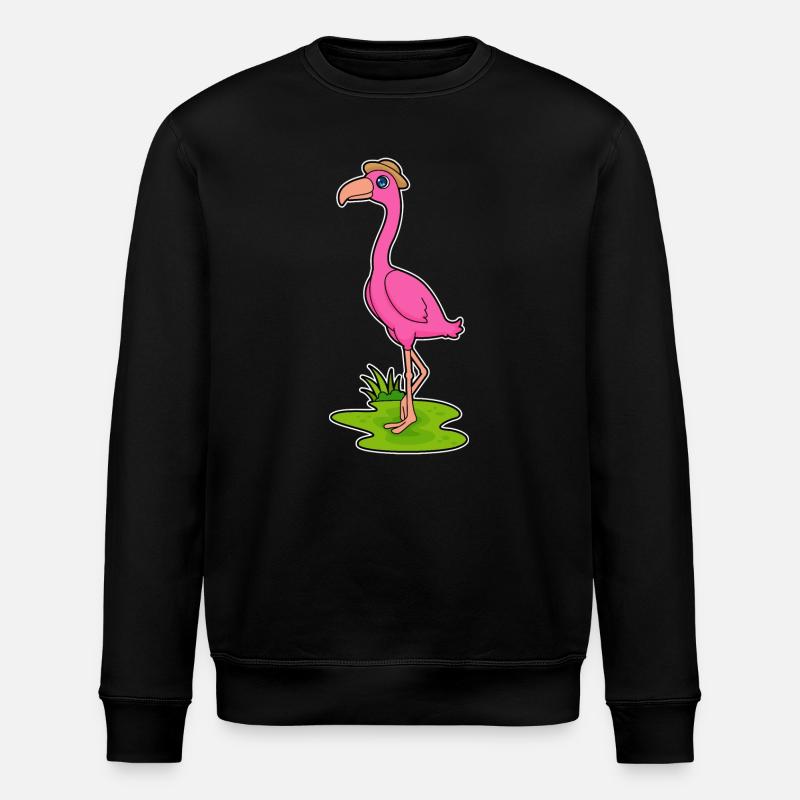 Flamingo Hat - Stanley/Stella ROLLER Unisex Organic Sweatshirt - black