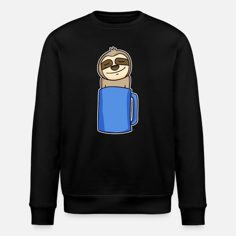 Sloth in a coffee cup - Stanley/Stella ROLLER Unisex Organic Sweatshirt - black