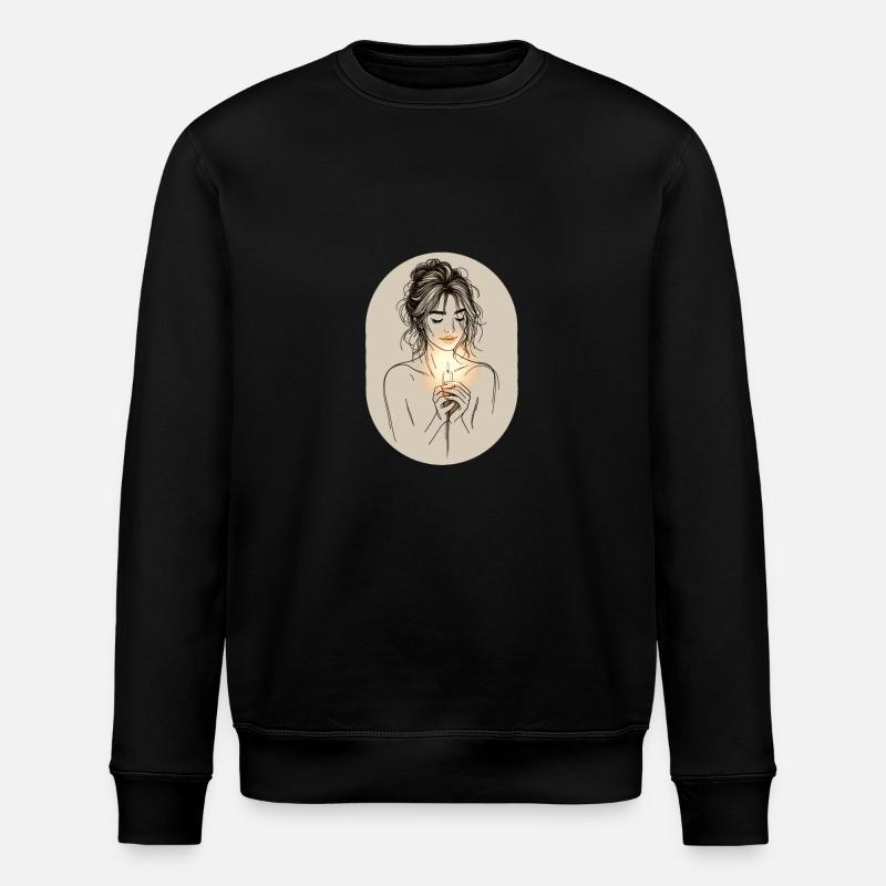 Frau mit Kerze - Stanley/Stella Unisex Bio-Sweatshirt ROLLER - Schwarz
